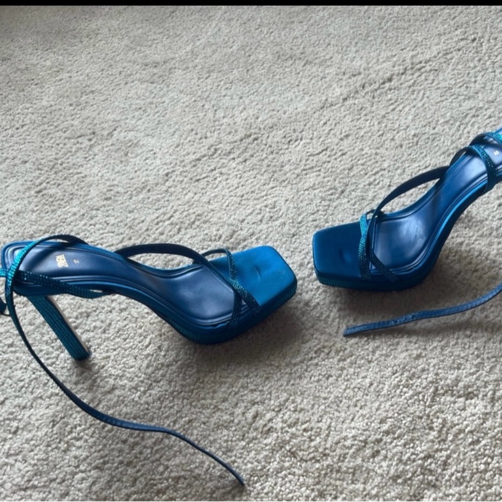 Zara Teal Strappy Heels
